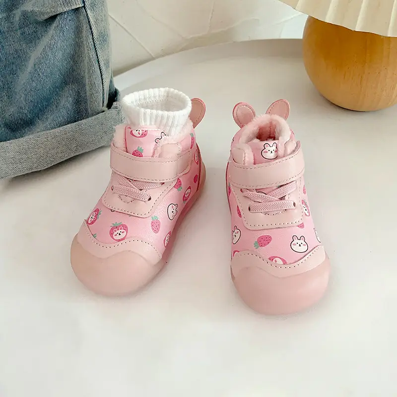 Floral Baby Shoes Pink White Soft Sole 2025