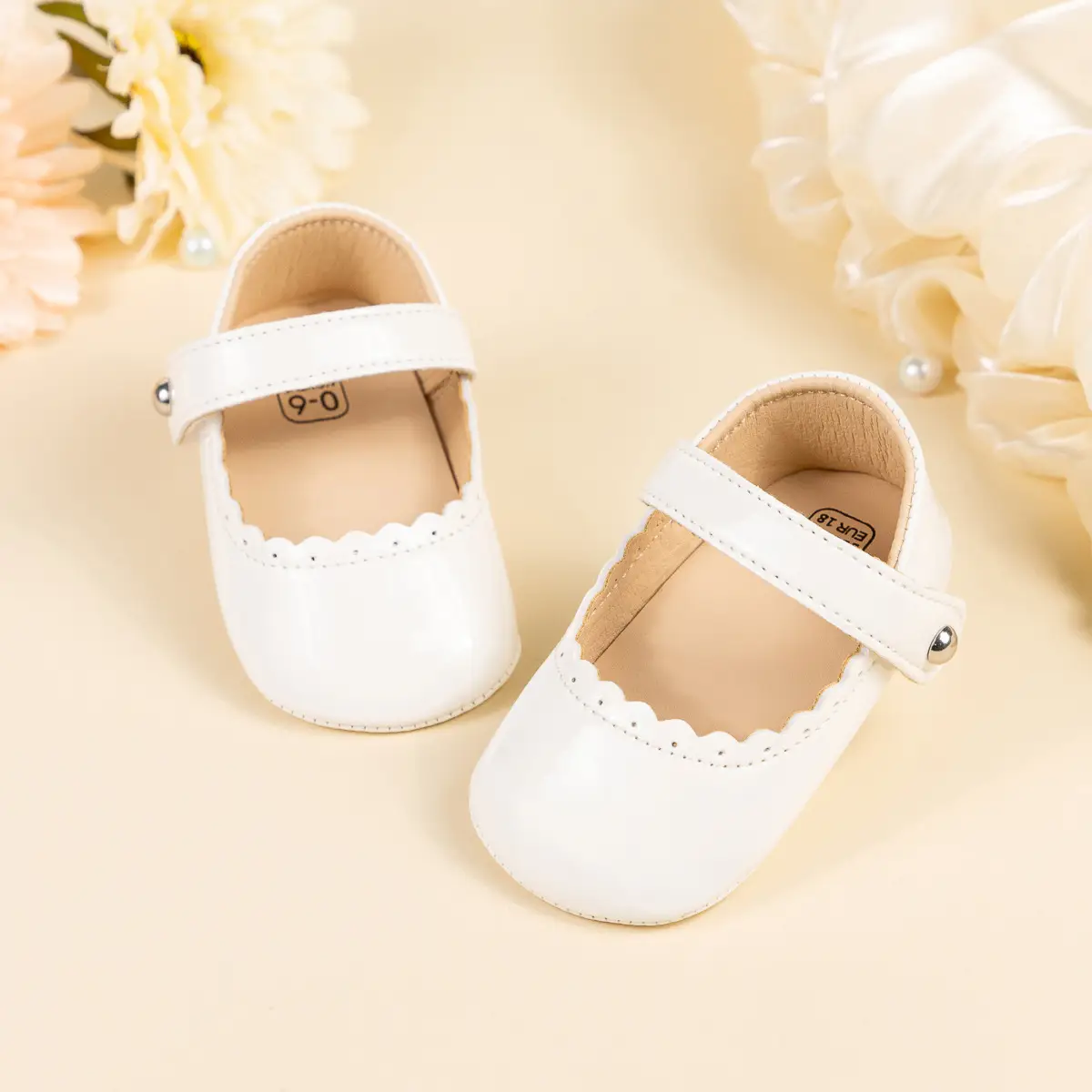 Black Glossy Baby Shoes for 0-1 Year Old