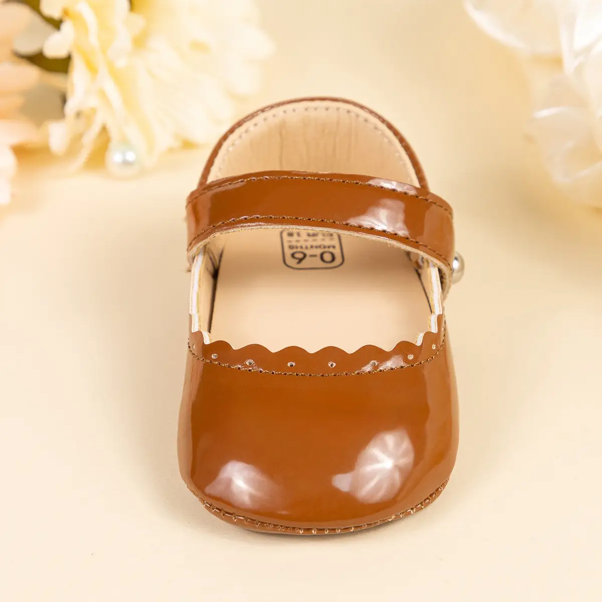 Black Glossy Baby Shoes for 0-1 Year Old