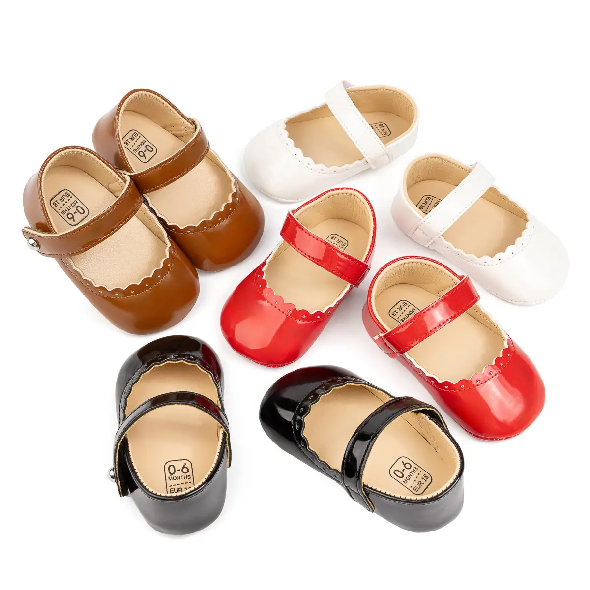 Black Glossy Baby Shoes for 0-1 Year Old
