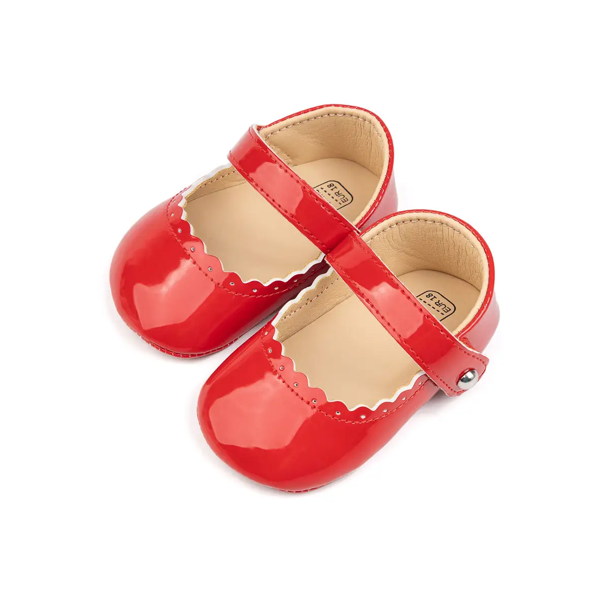 Black Glossy Baby Shoes for 0-1 Year Old