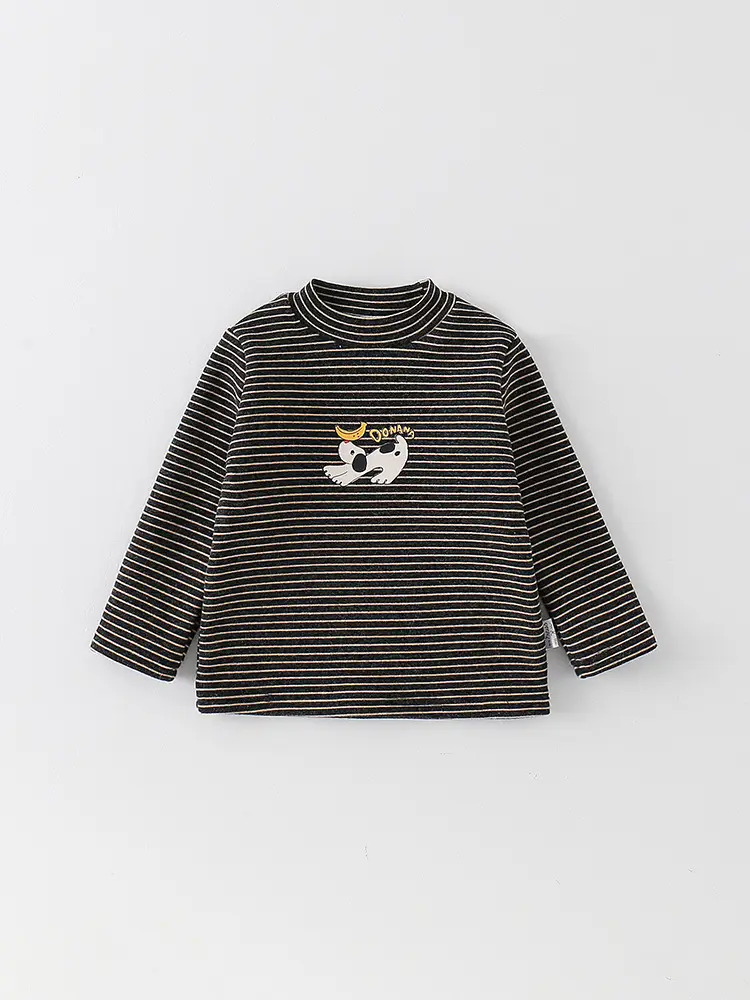 Baby Boy Velvet Striped Long Sleeve T-Shirt Brown - Image 5