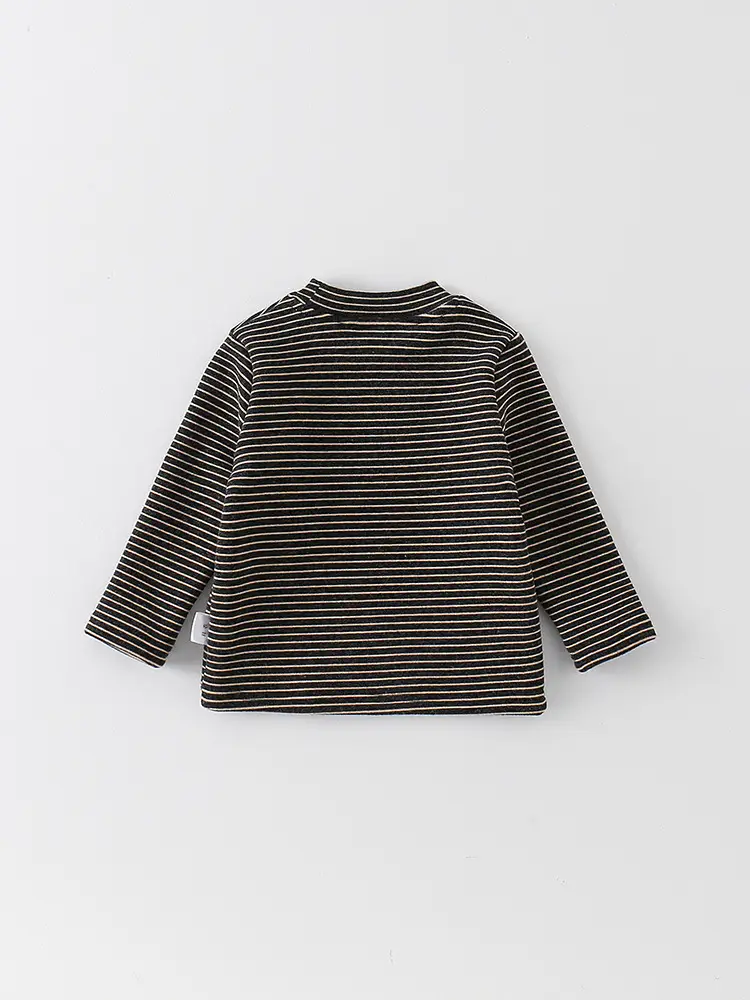 Baby Boy Velvet Striped Long Sleeve T-Shirt Brown - Image 7