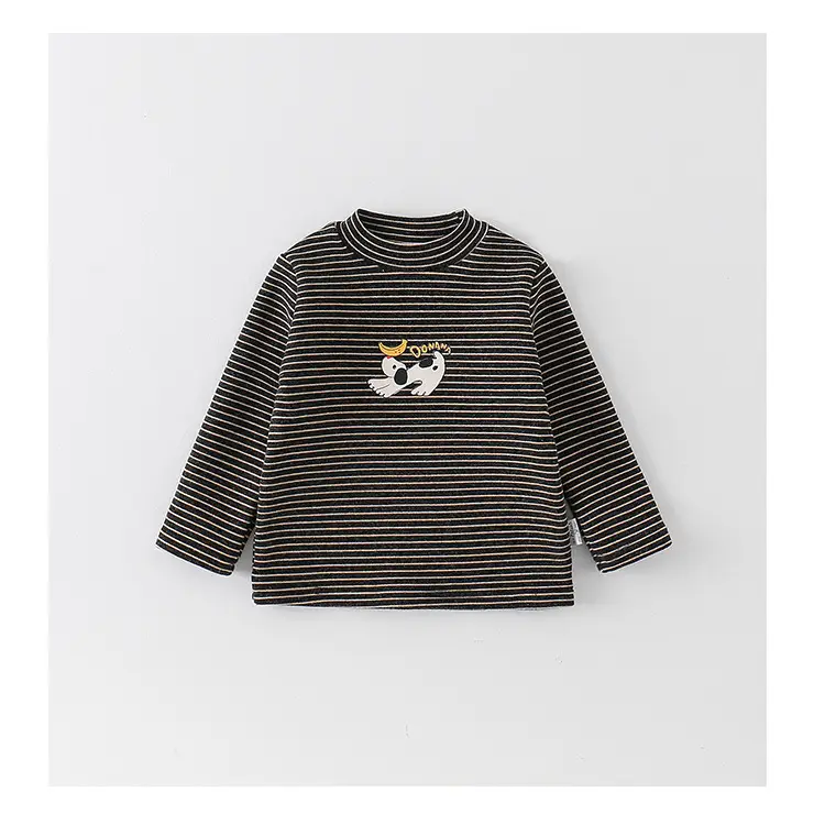 Baby Boy Velvet Striped Long Sleeve T-Shirt Brown — feature 11
