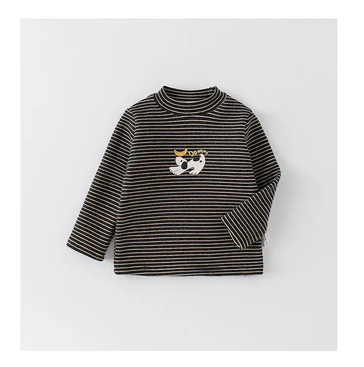 Baby Boy Velvet Striped Long Sleeve T-Shirt Brown — feature 12