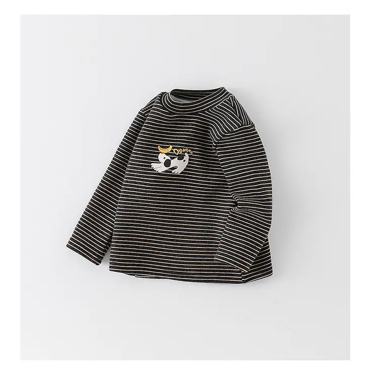 Baby Boy Velvet Striped Long Sleeve T-Shirt Brown — feature 13