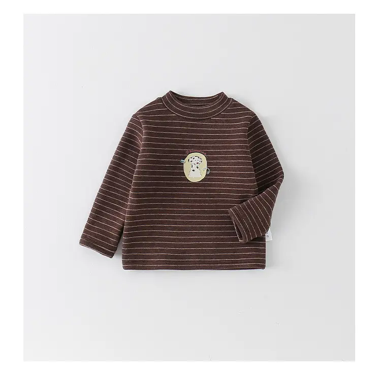 Baby Boy Velvet Striped Long Sleeve T-Shirt Brown — feature 15
