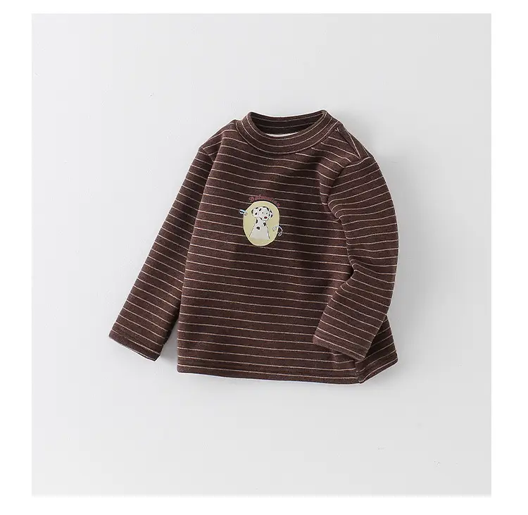 Baby Boy Velvet Striped Long Sleeve T-Shirt Brown — feature 16
