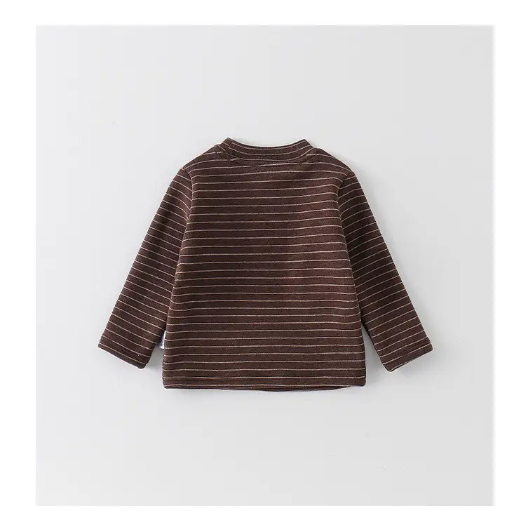 Baby Boy Velvet Striped Long Sleeve T-Shirt Brown — feature 17