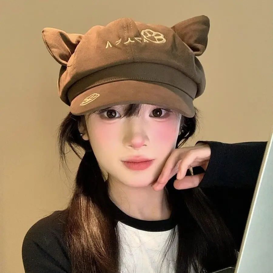 Black Cat Ear Cap for Women Anime Y2K Subculture
