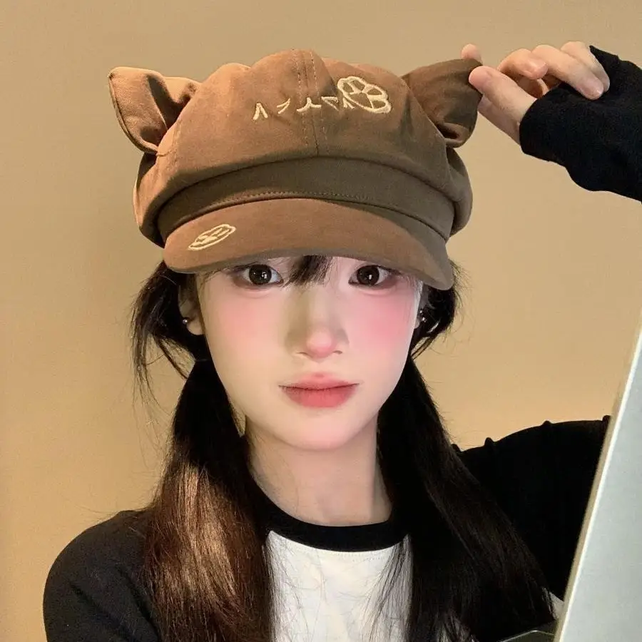 Black Cat Ear Cap for Women Anime Y2K Subculture