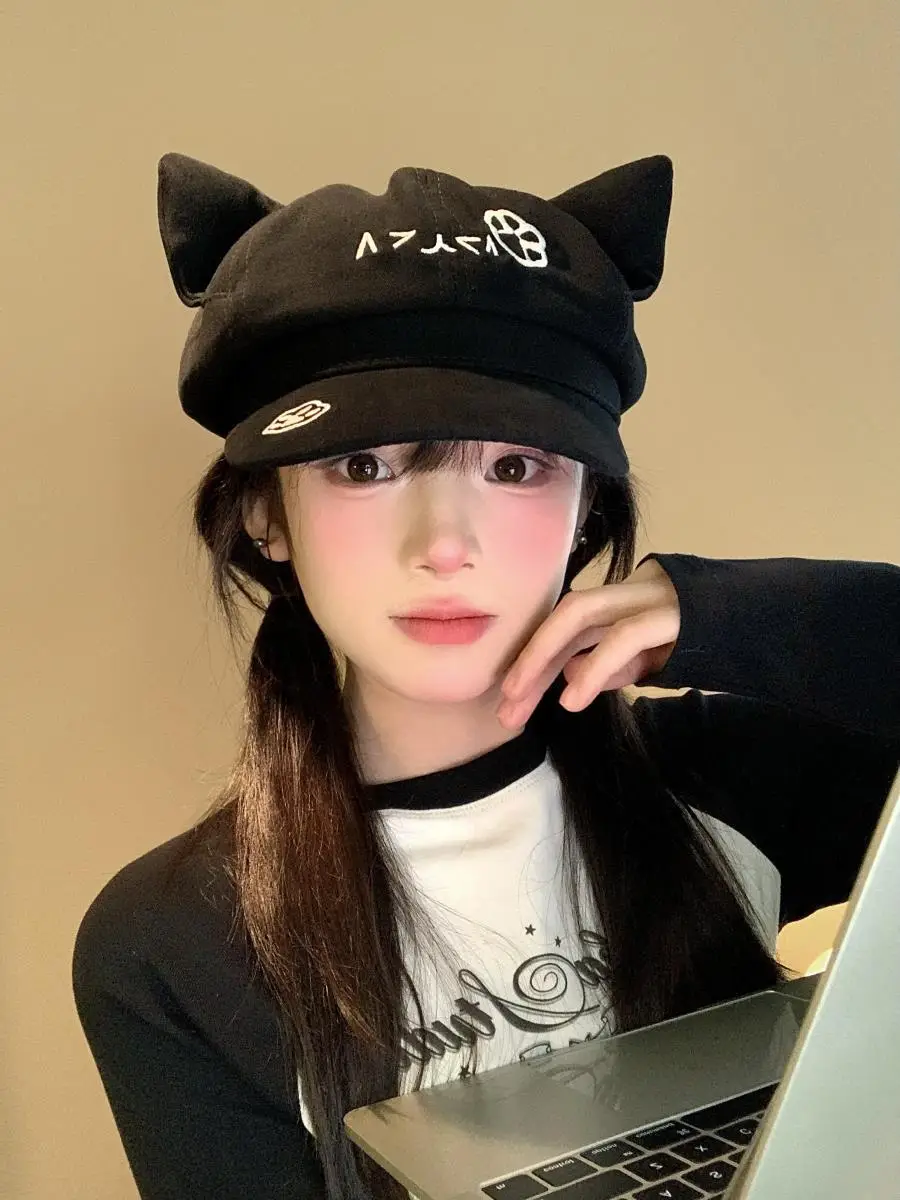 Black Cat Ear Cap for Women Anime Y2K Subculture — feature 1