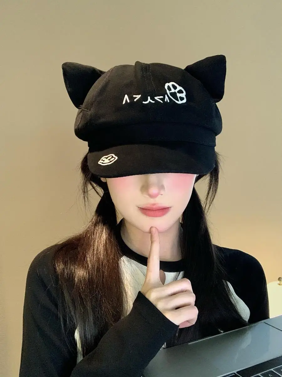 Black Cat Ear Cap for Women Anime Y2K Subculture — feature 3