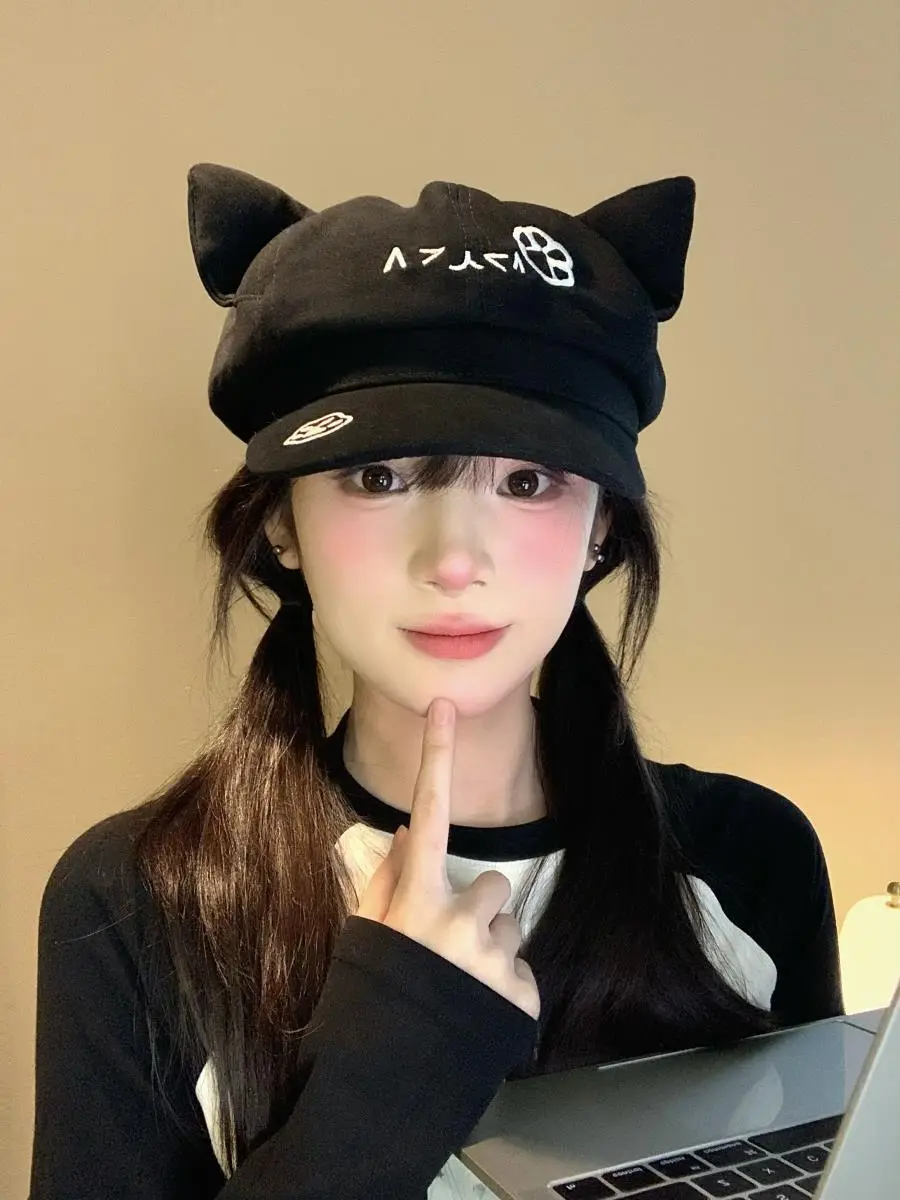 Black Cat Ear Cap for Women Anime Y2K Subculture — feature 5