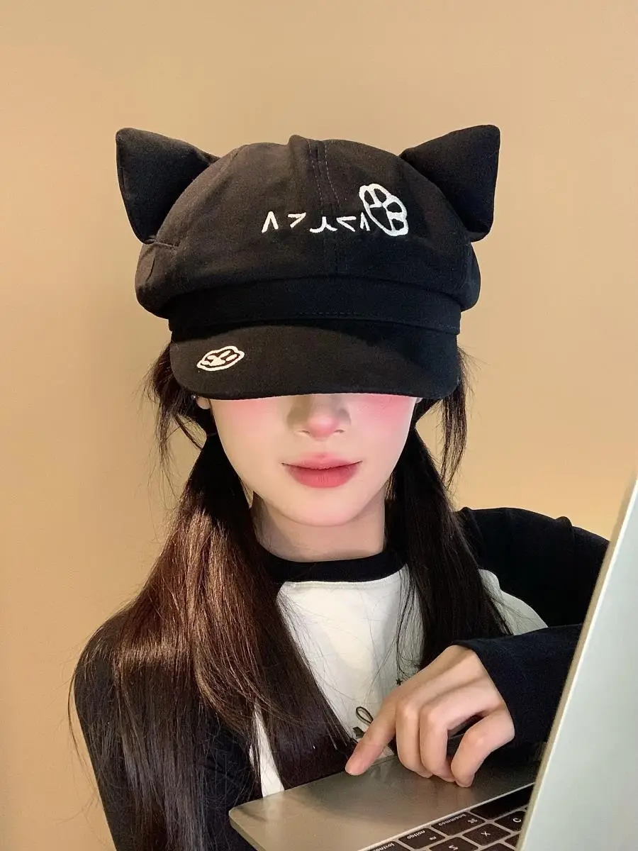 Black Cat Ear Cap for Women Anime Y2K Subculture — feature 6