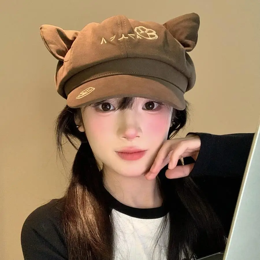Black Cat Ear Cap for Women Anime Y2K Subculture