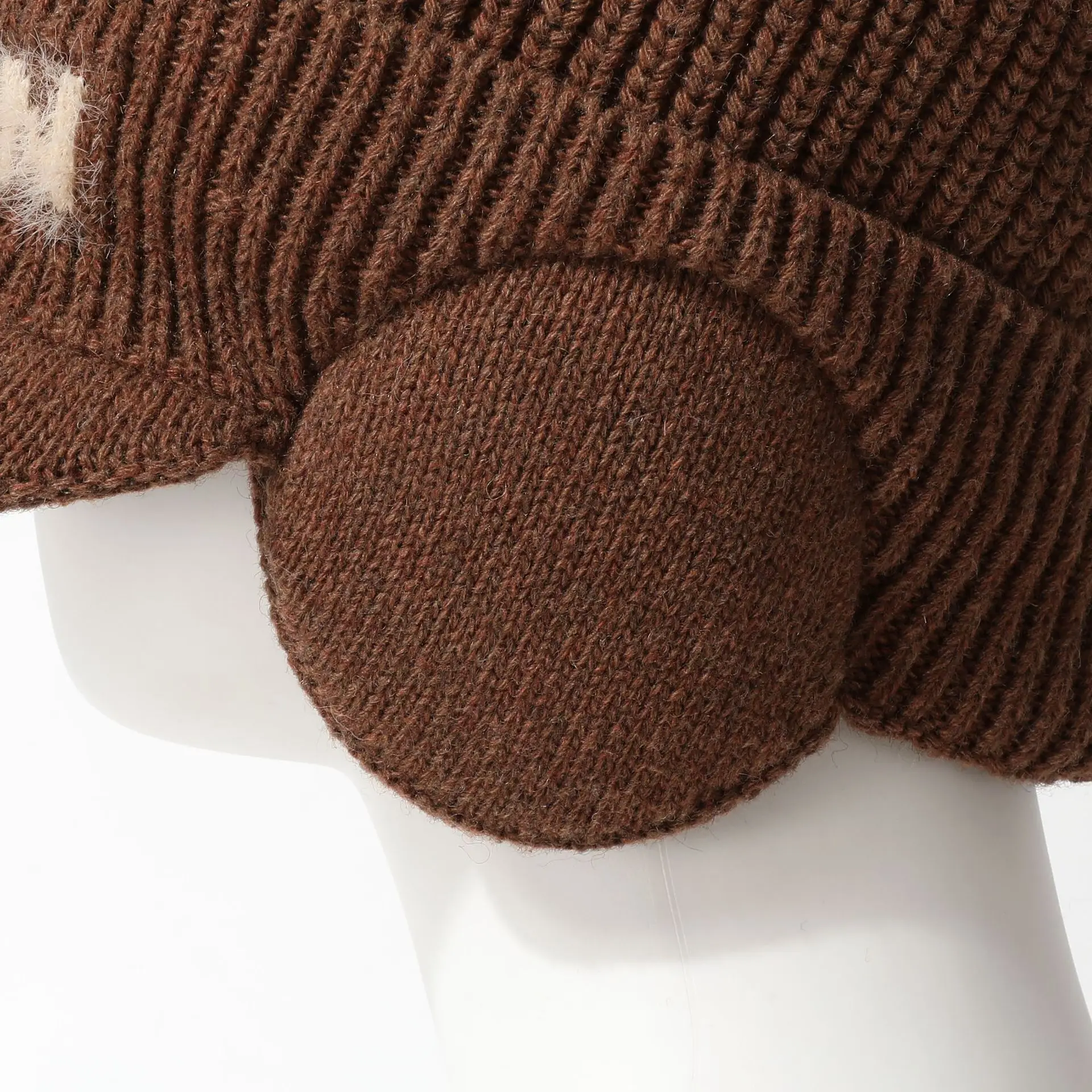 Winter Men Wool Letter Hat Duckbill Cap Brown Black Grey — feature 3