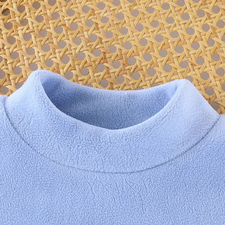 Blue Fleece Lined Warm T-Shirt for Boys Girls
