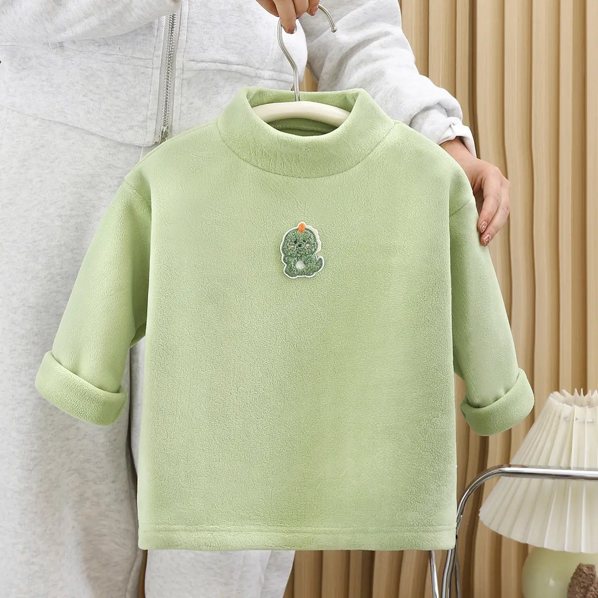 Blue Fleece Lined Warm T-Shirt for Boys Girls