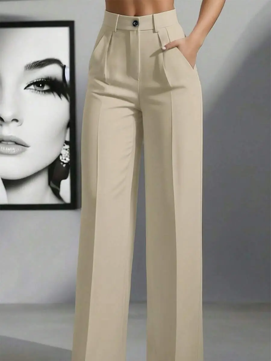 2025 Women High-Waisted Brown Pants Casual Fit - Image 8