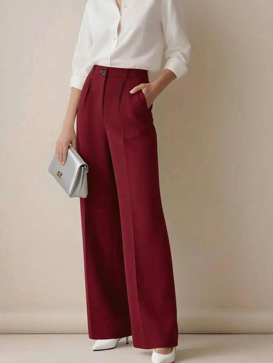 2025 Women High-Waisted Brown Pants Casual Fit — feature 33
