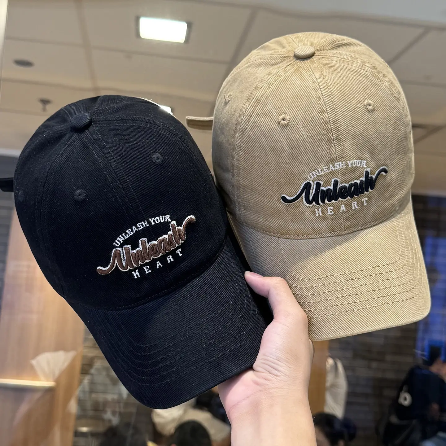 Women Letter Embroidered Baseball Cap Beige Wide Bristle - Image 10