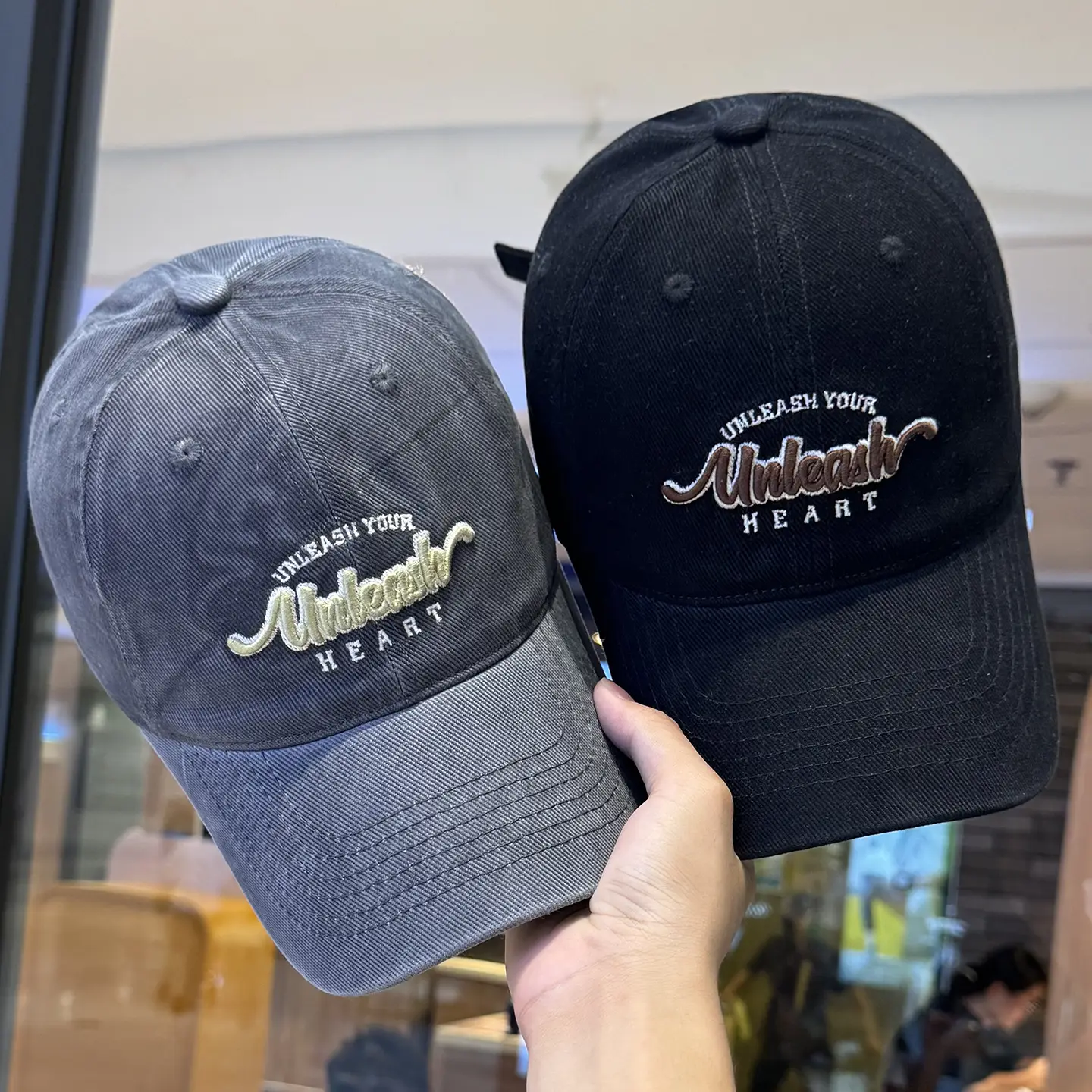 Women Letter Embroidered Baseball Cap Beige Wide Bristle - Image 11