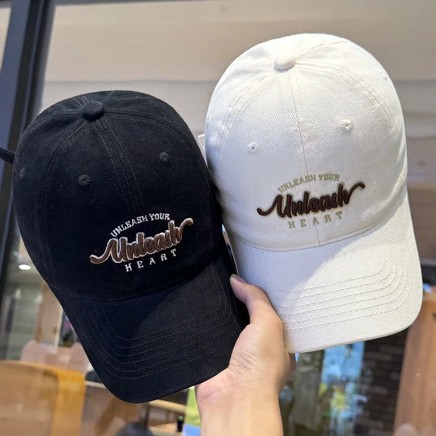 Women Letter Embroidered Baseball Cap Beige Wide Bristle - Image 12