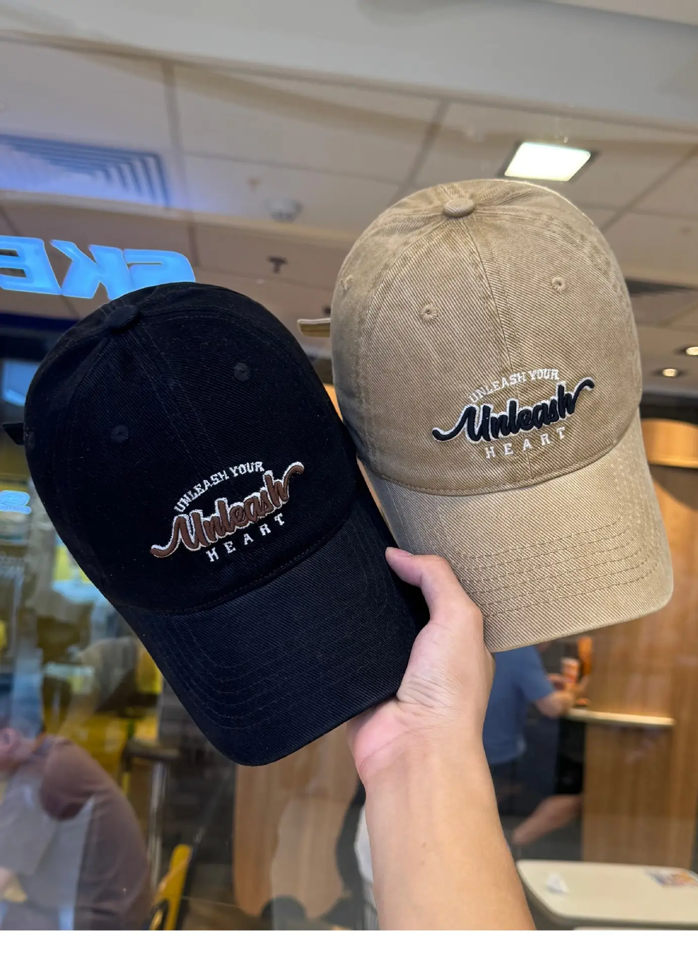 Women Letter Embroidered Baseball Cap Beige Wide Bristle — feature 11