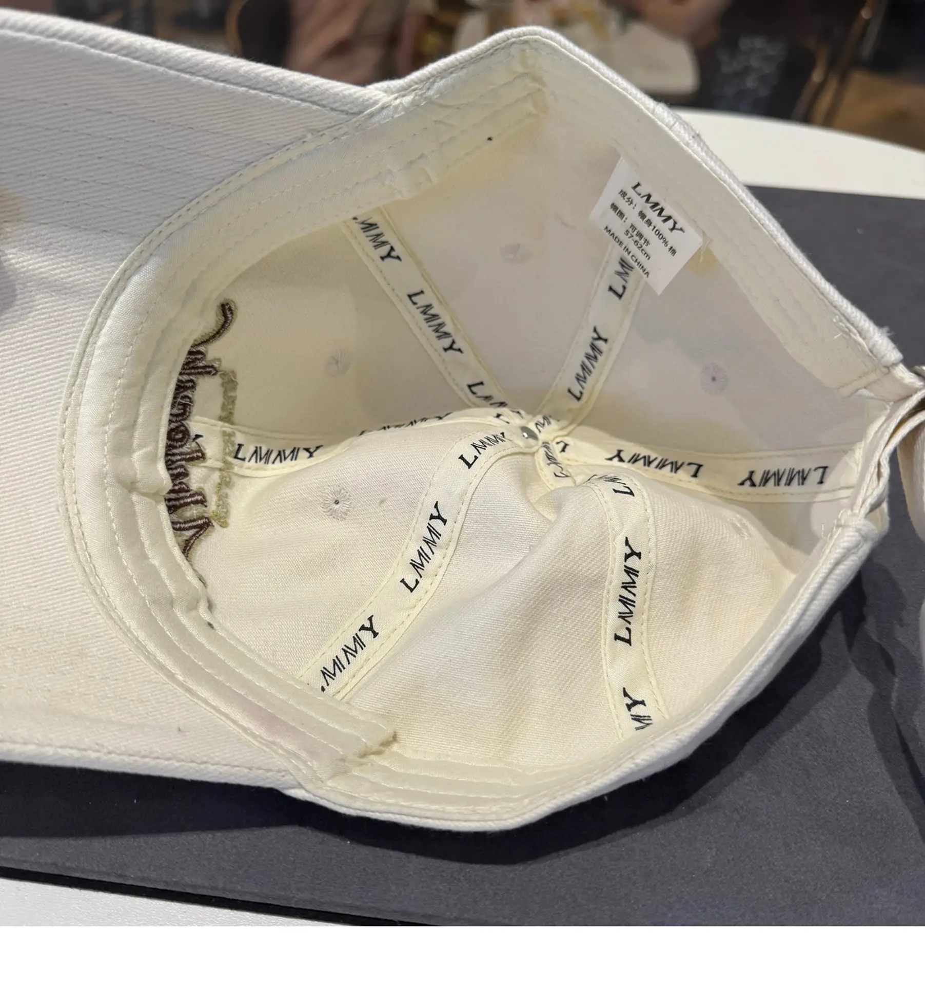 Women Letter Embroidered Baseball Cap Beige Wide Bristle — feature 13