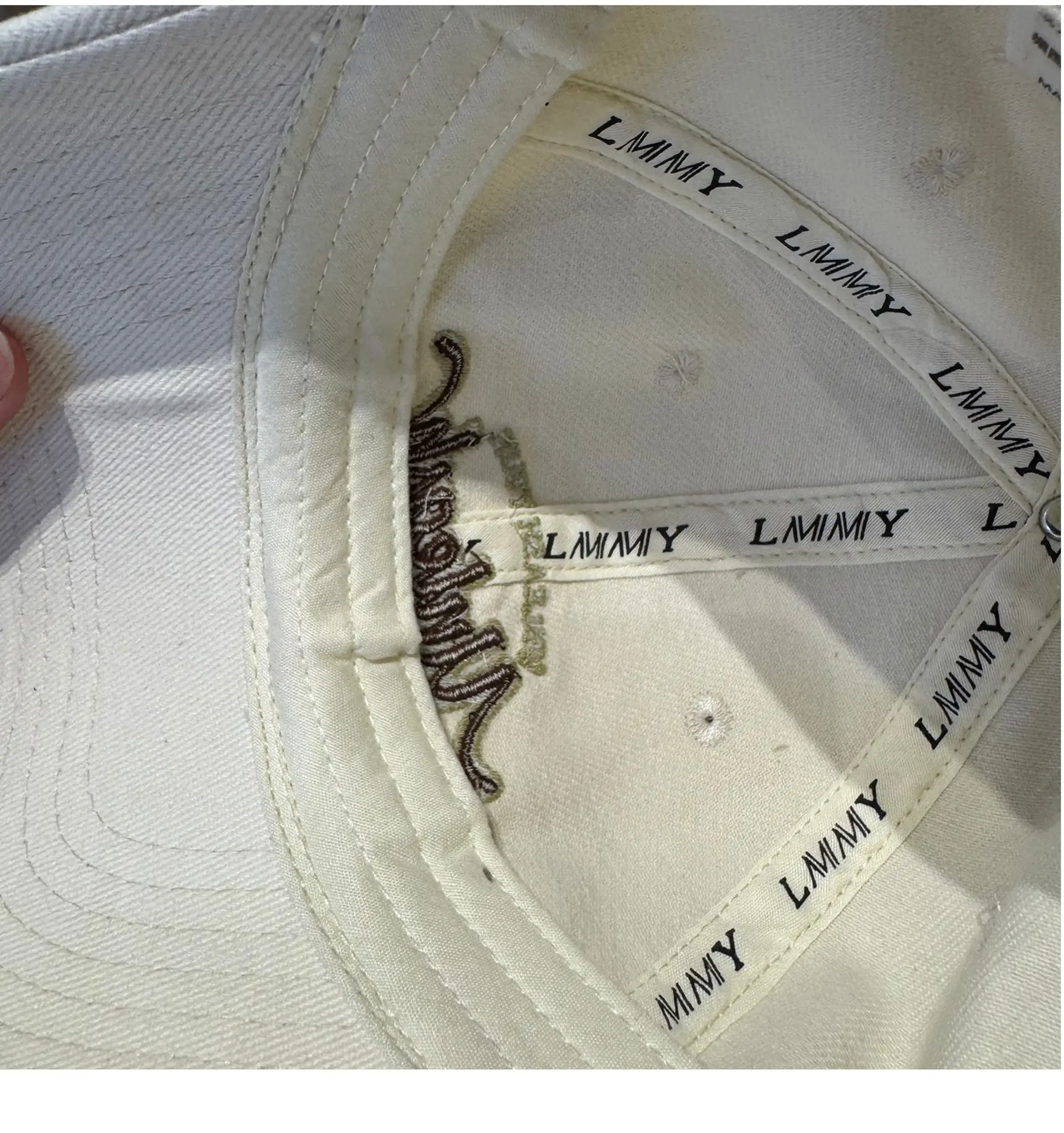 Women Letter Embroidered Baseball Cap Beige Wide Bristle — feature 15