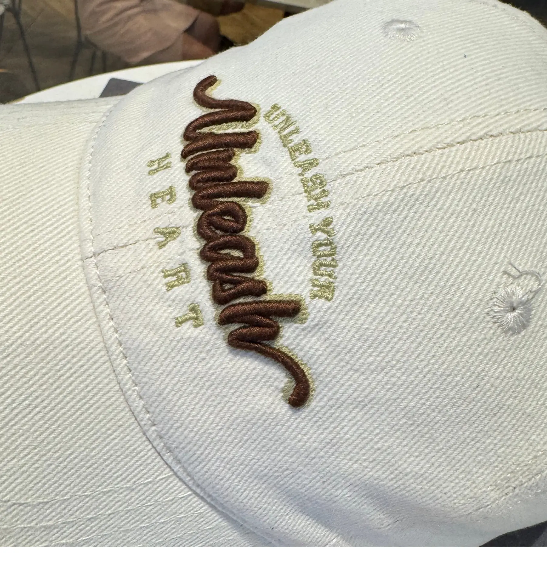 Women Letter Embroidered Baseball Cap Beige Wide Bristle — feature 16