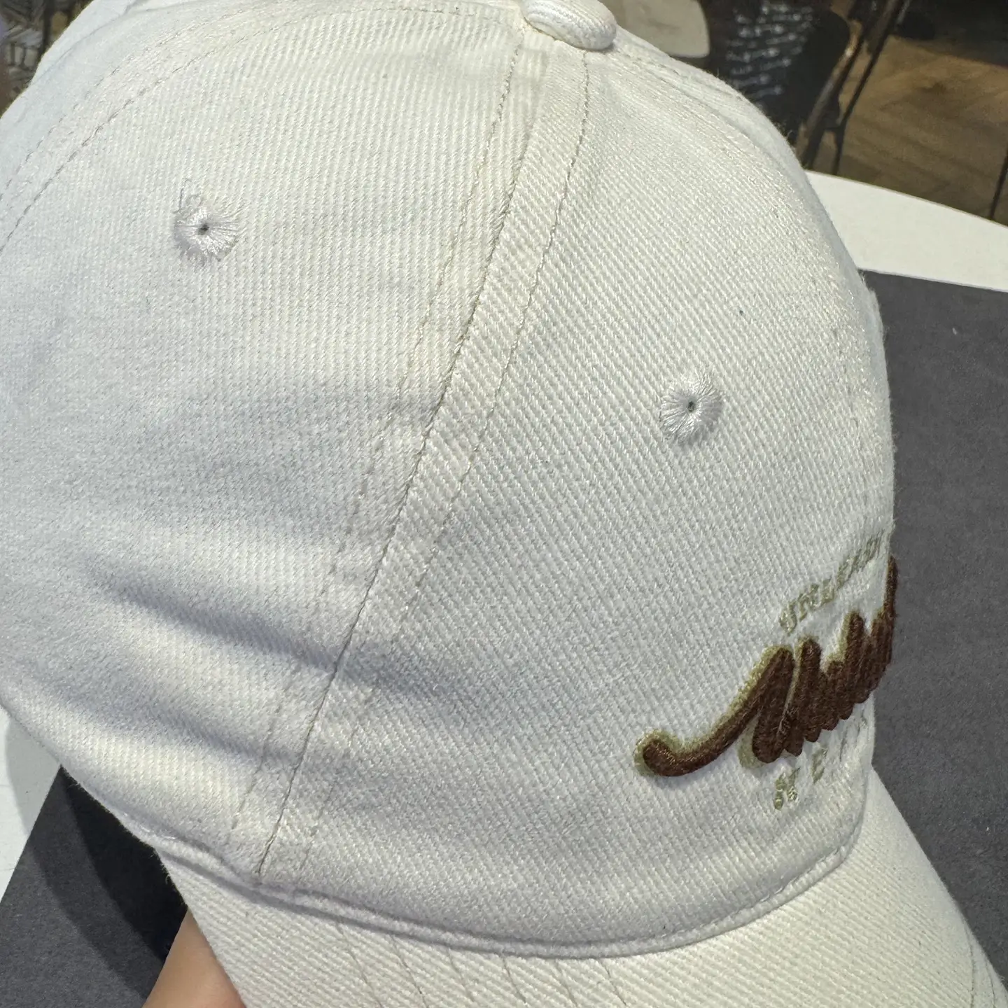 Women Letter Embroidered Baseball Cap Beige Wide Bristle — feature 17