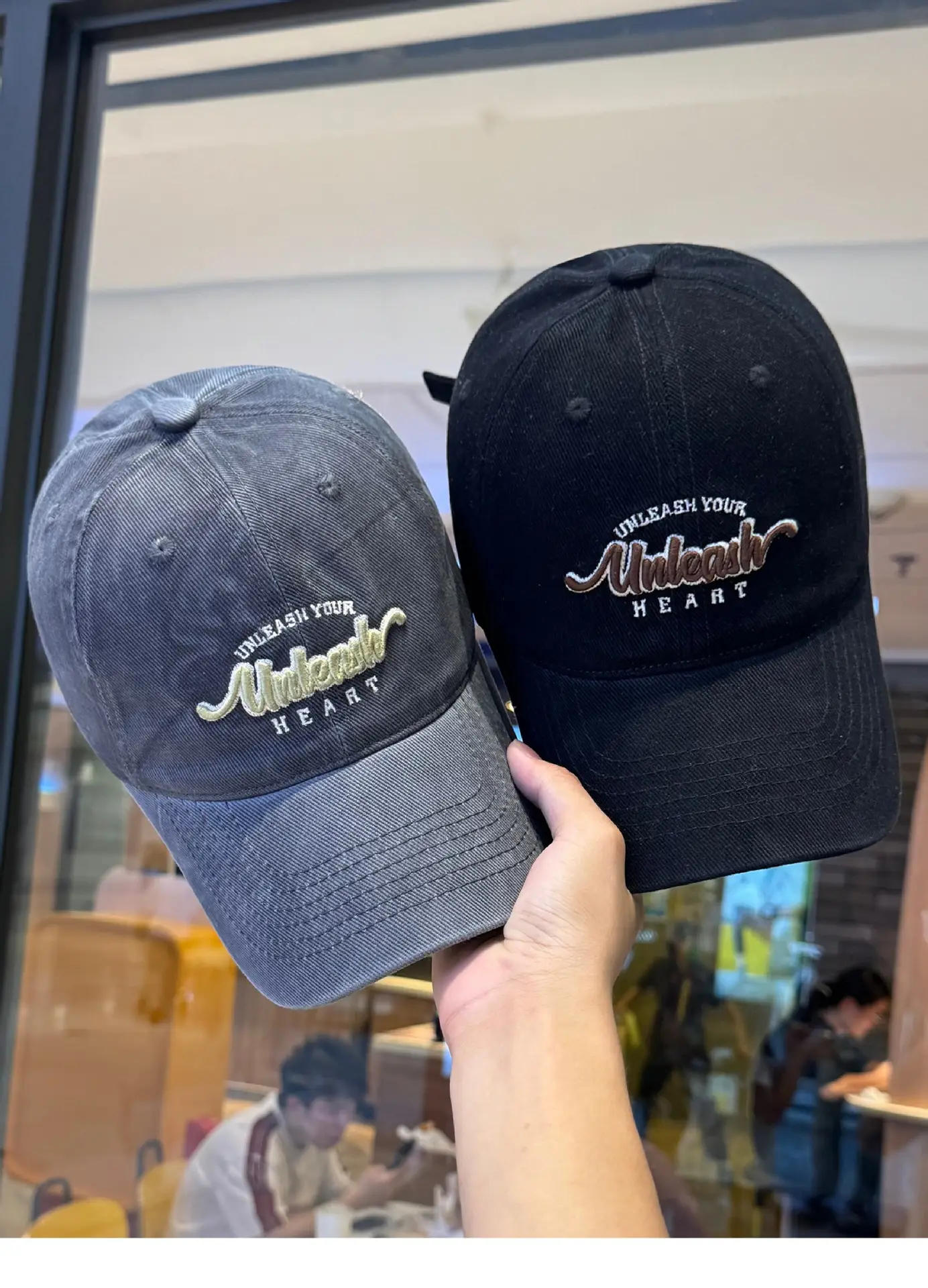 Women Letter Embroidered Baseball Cap Beige Wide Bristle — feature 8