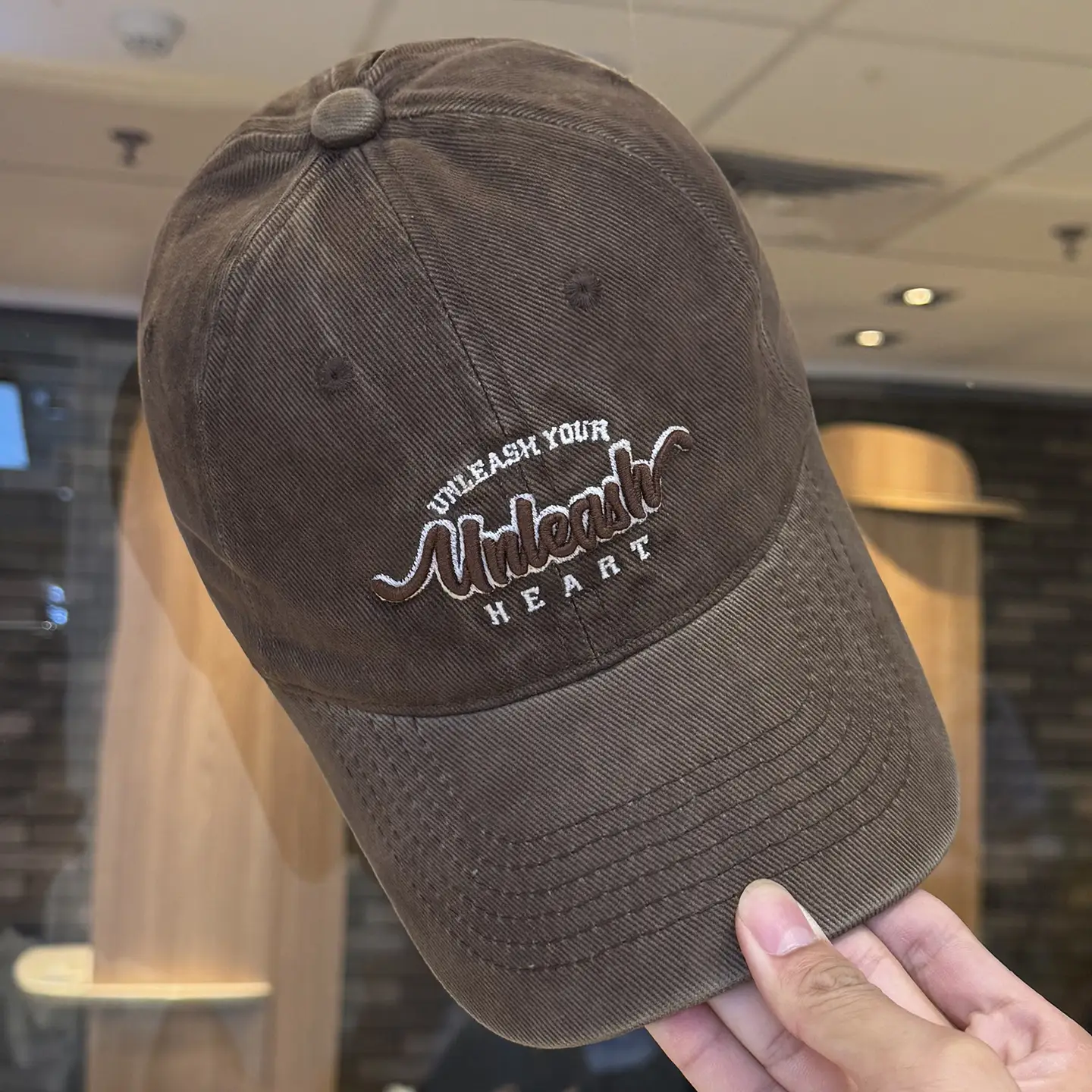 Women Letter Embroidered Baseball Cap Beige Wide Bristle - Image 5