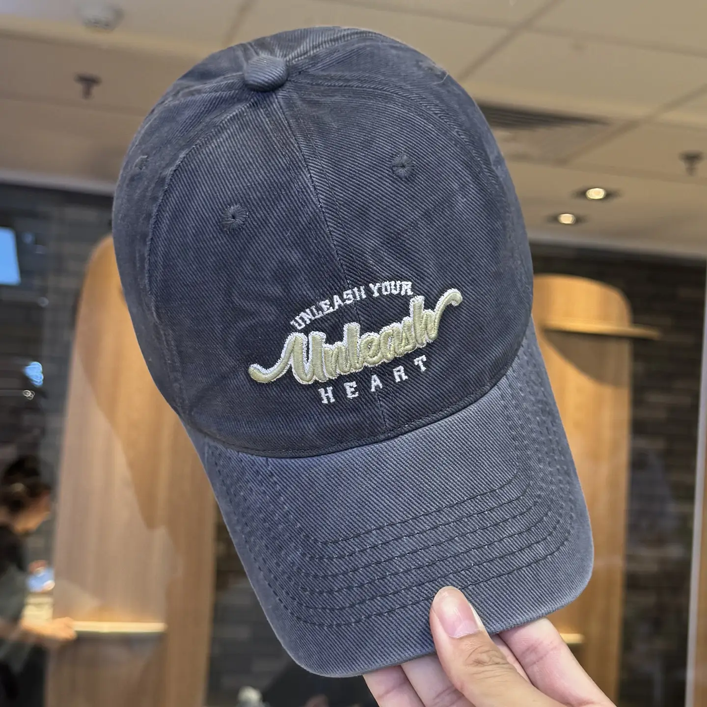 Women Letter Embroidered Baseball Cap Beige Wide Bristle - Image 6