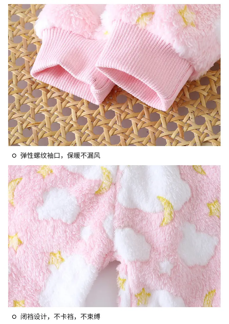 Children's Pajamas Set Winter New Style Boys' Velvet Thickeneded Flannel Girls' Warm Baby Home Clothes Kidsren's Clothing — feature 14