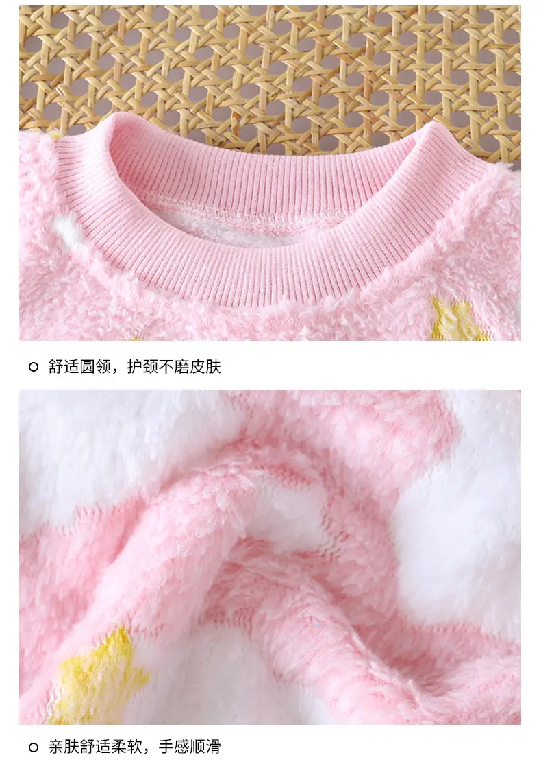 Children's Pajamas Set Winter New Style Boys' Velvet Thickeneded Flannel Girls' Warm Baby Home Clothes Kidsren's Clothing — feature 15