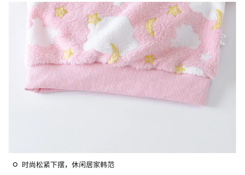 Children's Pajamas Set Winter New Style Boys' Velvet Thickeneded Flannel Girls' Warm Baby Home Clothes Kidsren's Clothing — feature 16