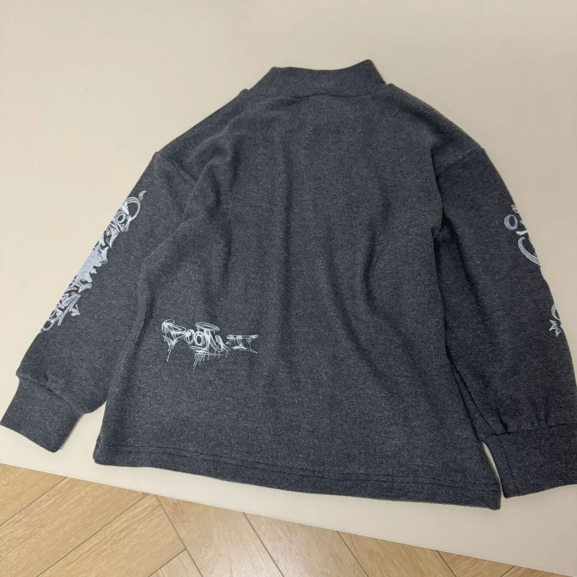 Boys Long Sleeve T-Shirt Grey 2026 Winter Self Heating Gold Velvet Base - Image 2