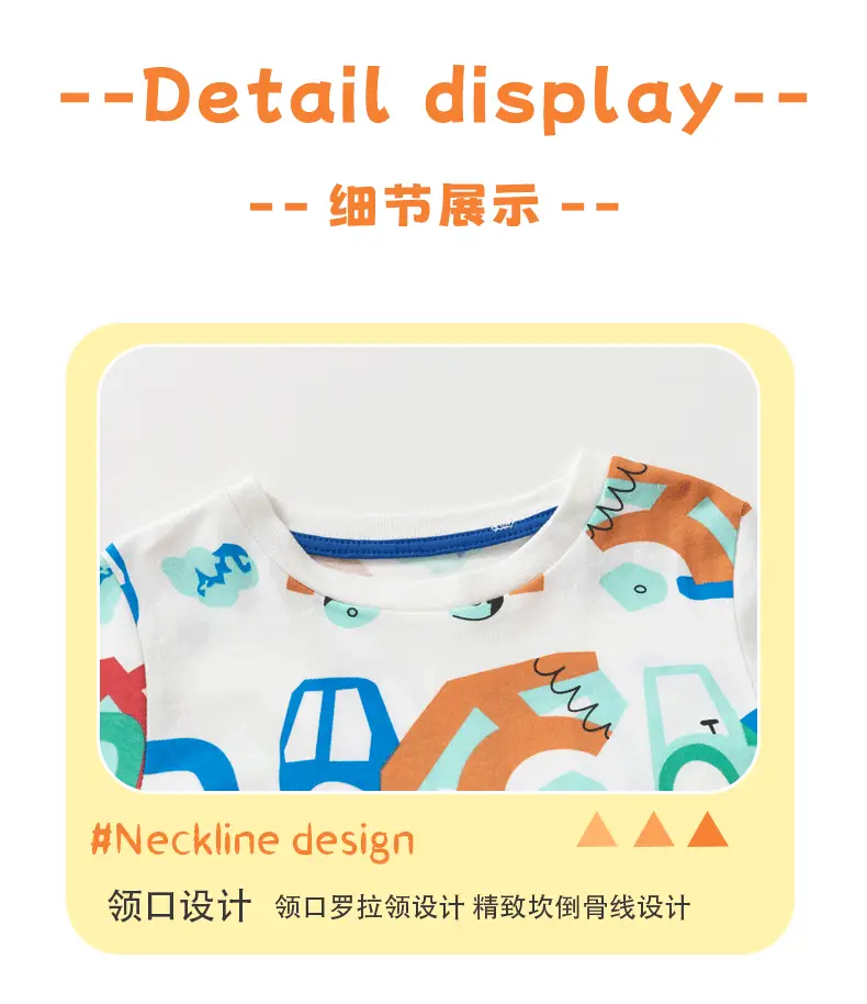 Kids Cotton T-Shirt with Car Print, Round Neck, Long Sleeve, White — feature 10