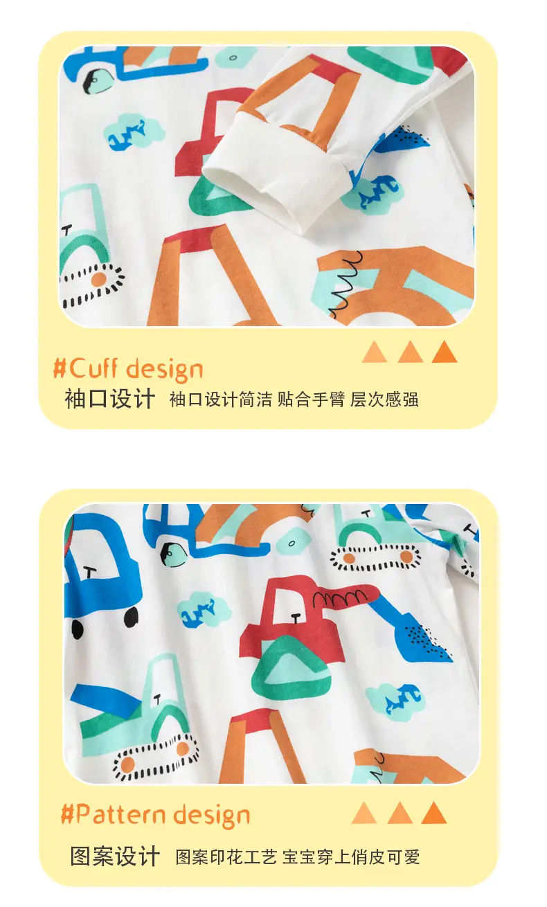 Kids Cotton T-Shirt with Car Print, Round Neck, Long Sleeve, White — feature 11
