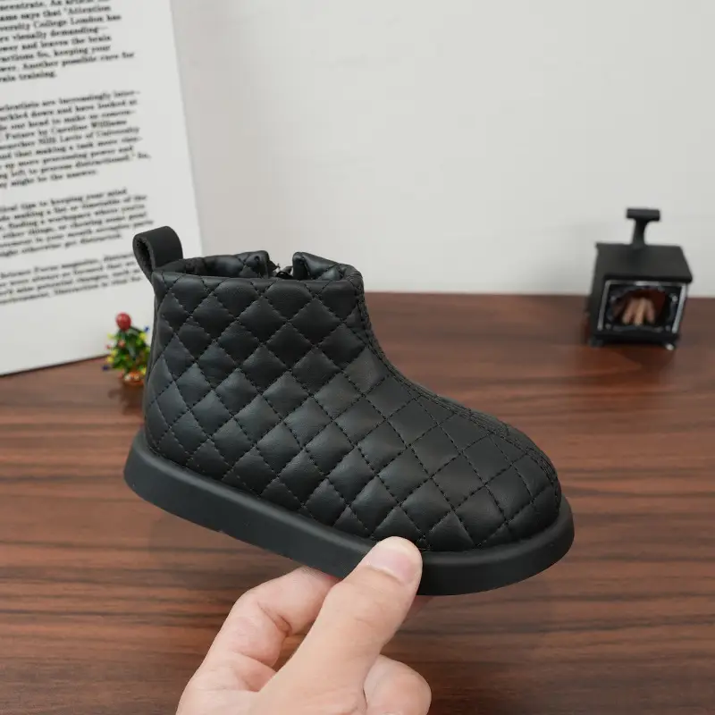 Baby Girl's Black Quilted Short Boots New Year