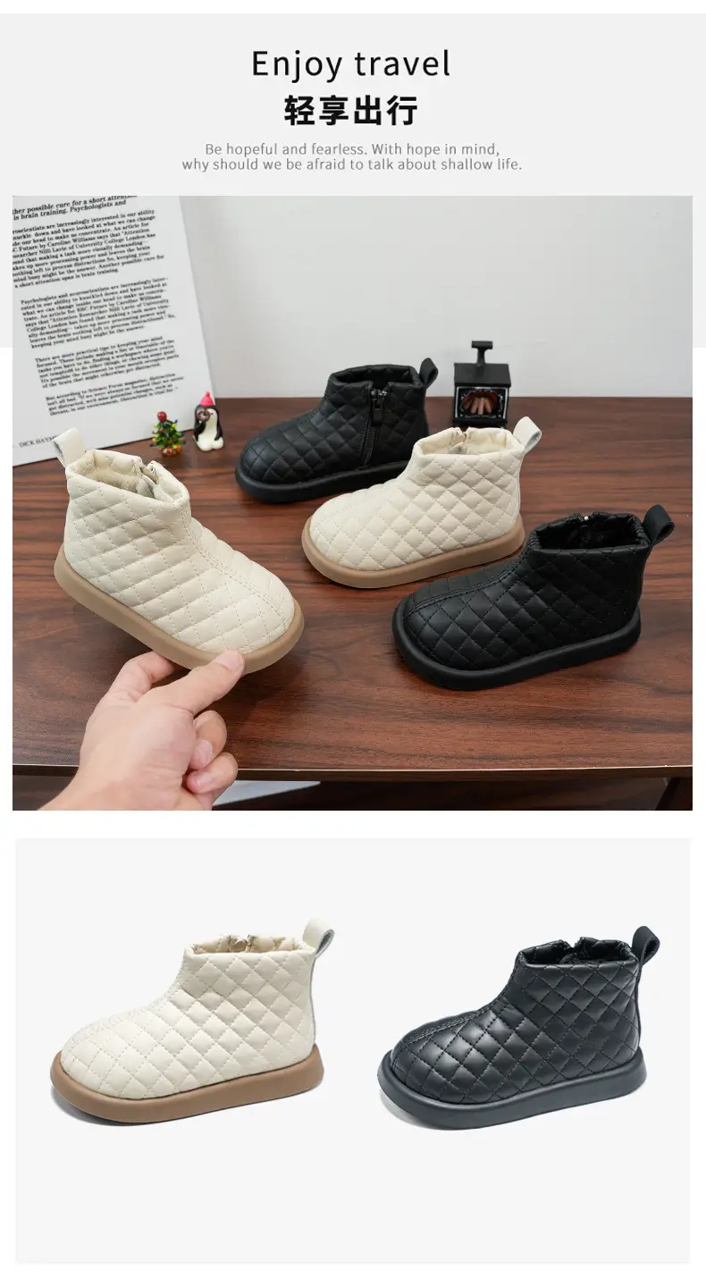 Baby Girl's Black Quilted Short Boots New Year — feature 1