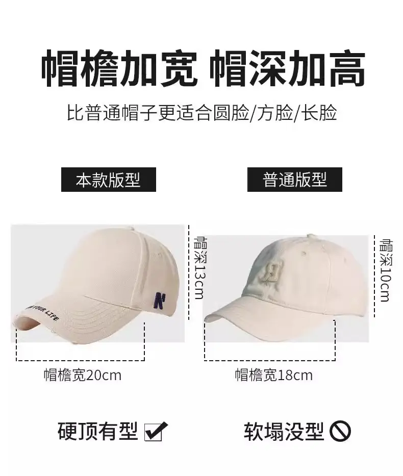 Women Face-Slimming Duckbill Cap with Wide Brim — feature 3