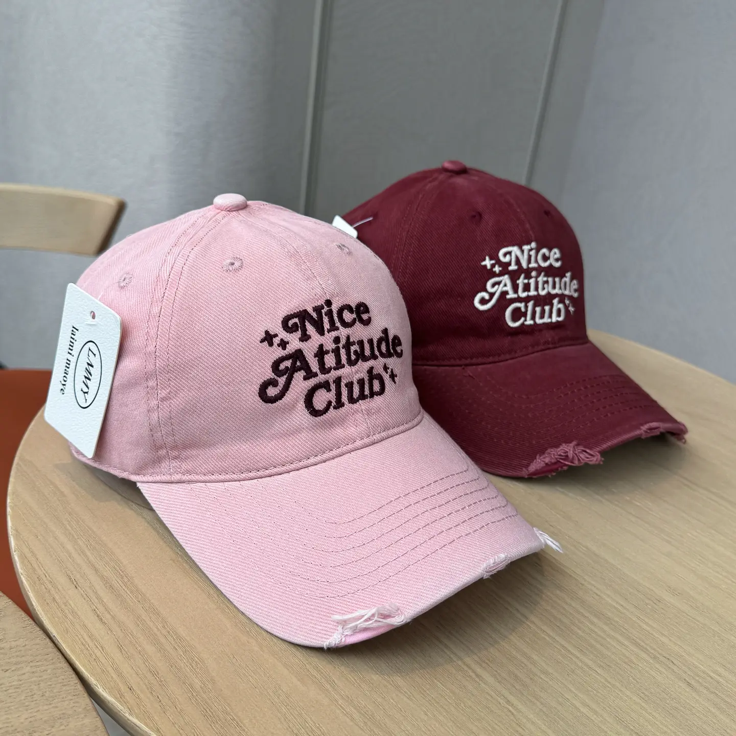 Nice Attire Club Women's Pink & Maroon Baseball Cap — feature 2
