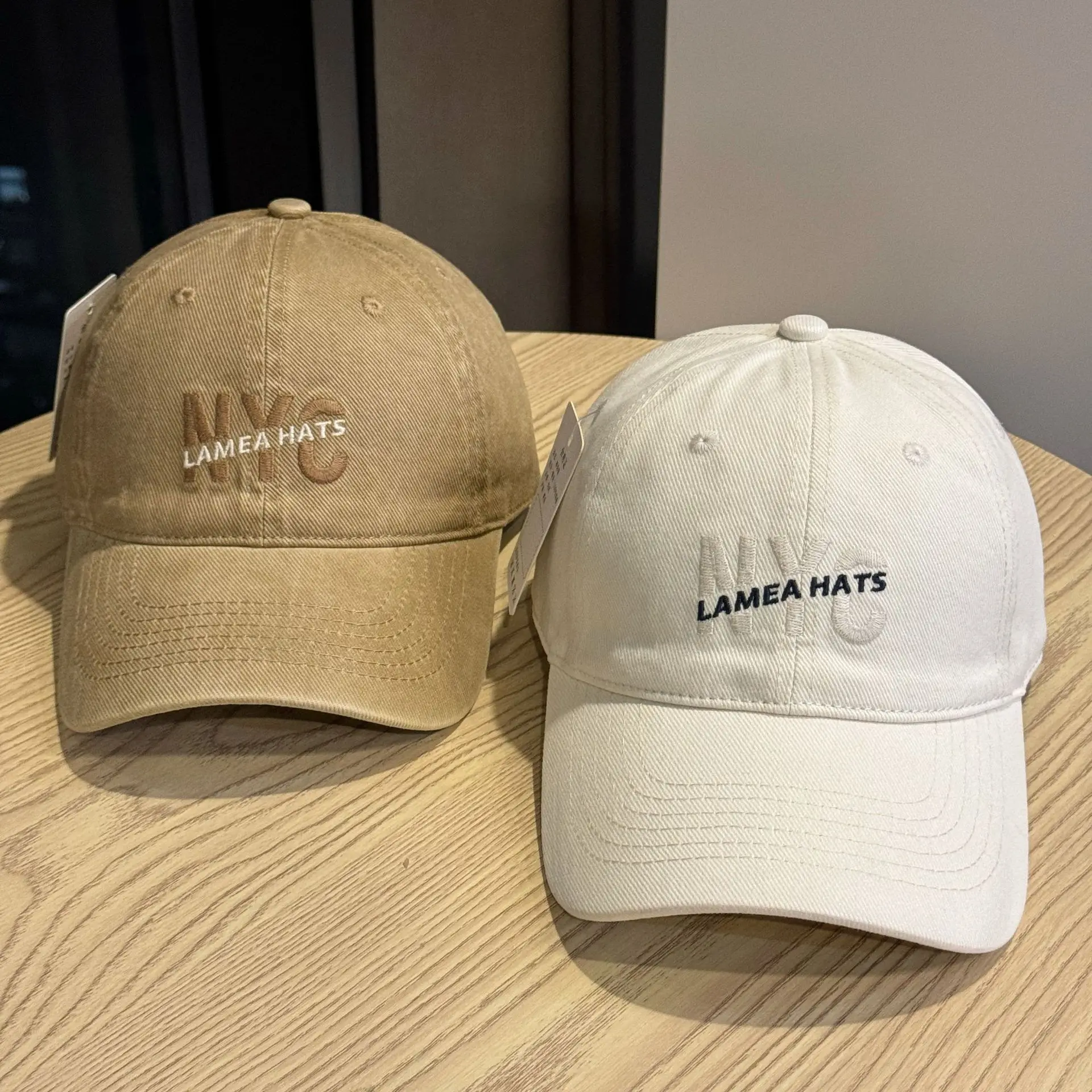 Nyc Large Letter Embroidered Baseball Cap for Men White & Beige - Image 12