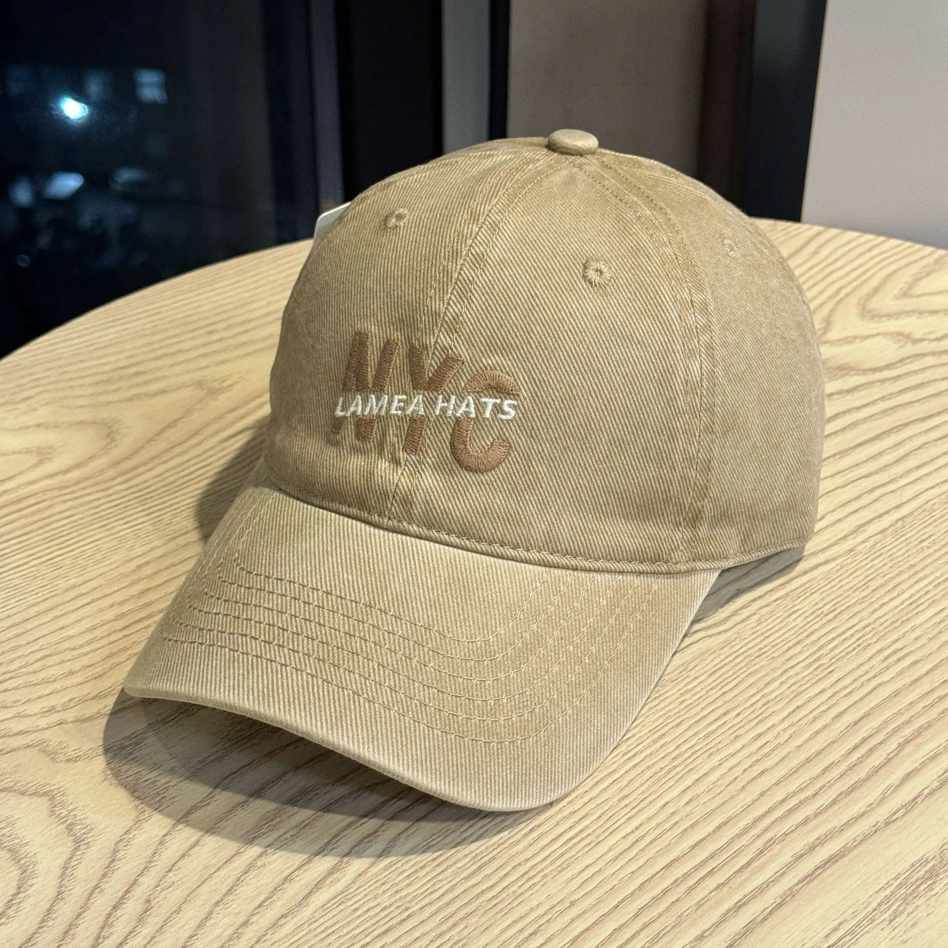 Nyc Large Letter Embroidered Baseball Cap for Men White & Beige - Image 7