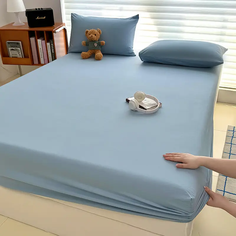 Washed Cotton Fitted Sheet, All-Inclusive Bed Cover, Mattress Protector, Pure Cotton, Pure Cotton Texture Dust Cover, Foreign Trade Cross-Border Export
