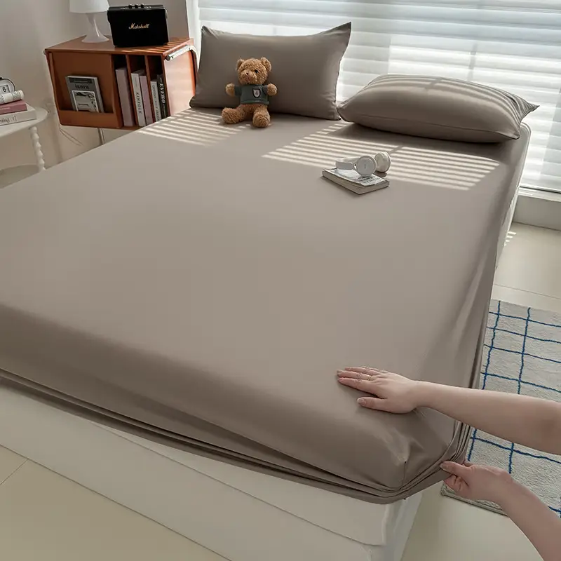 Washed Cotton Fitted Sheet, All-Inclusive Bed Cover, Mattress Protector, Pure Cotton, Pure Cotton Texture Dust Cover, Foreign Trade Cross-Border Export